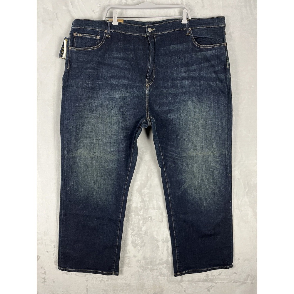 POLO RALPH LAUREN Jeans Men 52B X 30 Blue Wash Hampton Relaxed Straight Whisker
